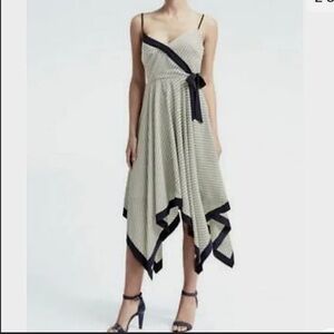 🎉Banana Republic Green/Blue Geometric Print Handkerchief Hem Dress 4P EUC